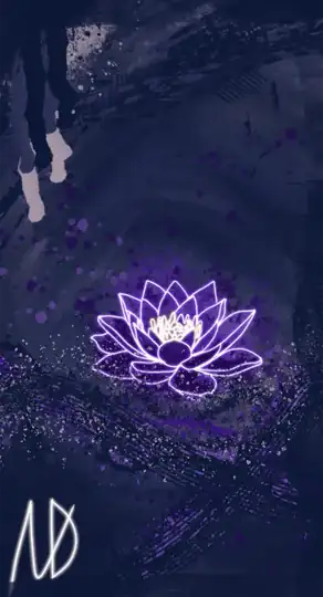 A glowing lotus floating within deep blue and violet textures